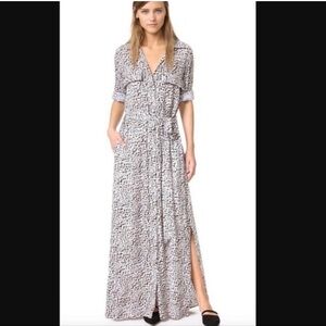 L’AGENCE Cameron Button Down Shirt Dress Maxi Dress Collared long sleeve belted